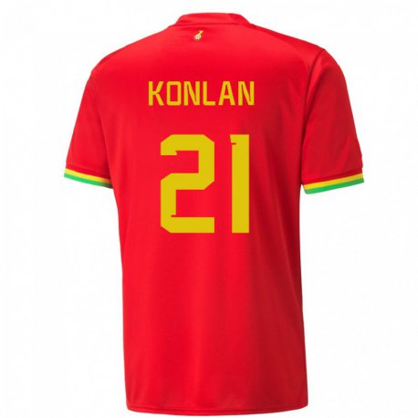 Kandiny Niño Camiseta Ghana Cynthia Konlan #21 Rojo 2ª Equipación 22-24 La Camisa Chile