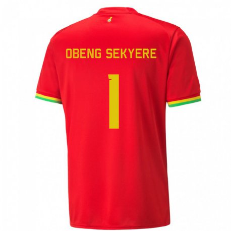 Kandiny Niño Camiseta Ghana Gregory Obeng Sekyere #1 Rojo 2ª Equipación 22-24 La Camisa Chile