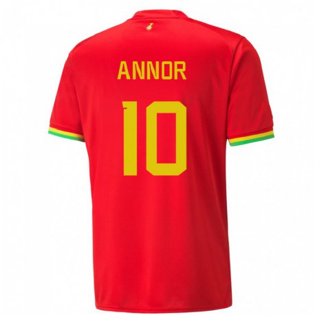 Kandiny Niño Camiseta Ghana Emmanuel Annor #10 Rojo 2ª Equipación 22-24 La Camisa Chile