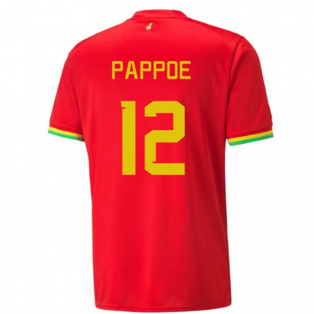 Kandiny Niño Camiseta Ghana Isaac Pappoe #12 Rojo 2ª Equipación 22-24 La Camisa Chile