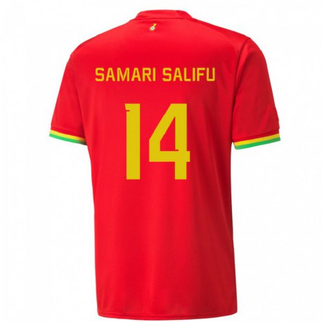 Kandiny Niño Camiseta Ghana Abass Samari Salifu #14 Rojo 2ª Equipación 22-24 La Camisa Chile