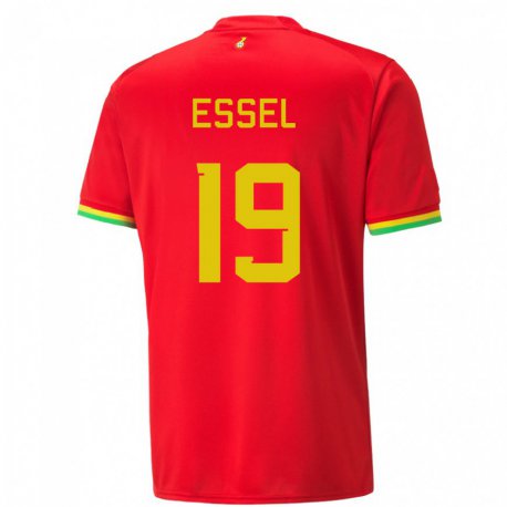 Kandiny Niño Camiseta Ghana Aaron Essel #19 Rojo 2ª Equipación 22-24 La Camisa Chile
