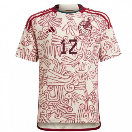 Kandiny Niño Camiseta México Itzel Gonzalez #12 Maravilla Blanco Rojo 2ª Equipación 22-24 La Camisa Chile