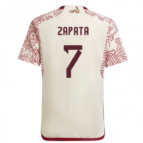 Kandiny Niño Camiseta México Angel Zapata #7 Maravilla Blanco Rojo 2ª Equipación 22-24 La Camisa Chile