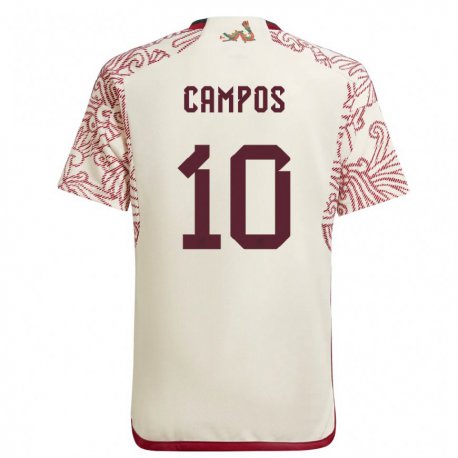 Kandiny Niño Camiseta México Karel Campos #10 Maravilla Blanco Rojo 2ª Equipación 22-24 La Camisa Chile