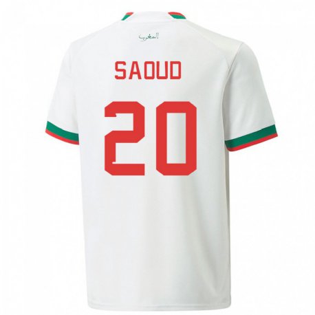 Kandiny Niño Camiseta Marruecos Imane Saoud #20 Blanco 2ª Equipación 22-24 La Camisa Chile