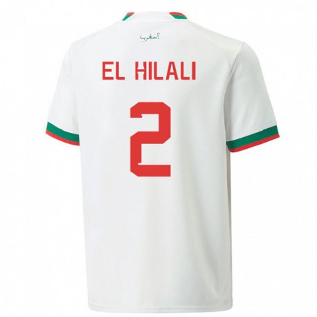 Kandiny Niño Camiseta Marruecos Omar El Hilali #2 Blanco 2ª Equipación 22-24 La Camisa Chile