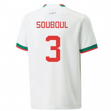 Kandiny Niño Camiseta Marruecos Mohamed Souboul #3 Blanco 2ª Equipación 22-24 La Camisa Chile