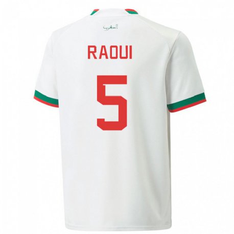 Kandiny Niño Camiseta Marruecos Oussama Raoui #5 Blanco 2ª Equipación 22-24 La Camisa Chile