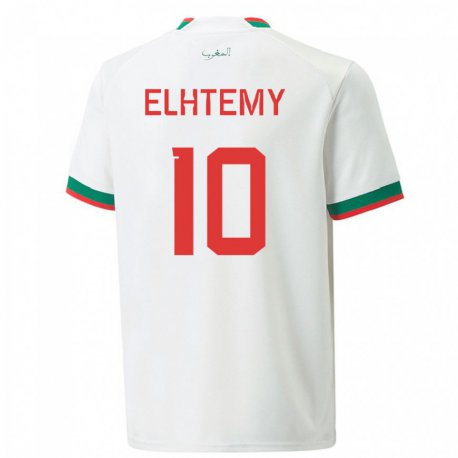 Kandiny Niño Camiseta Marruecos Mountassir Elhtemy #10 Blanco 2ª Equipación 22-24 La Camisa Chile