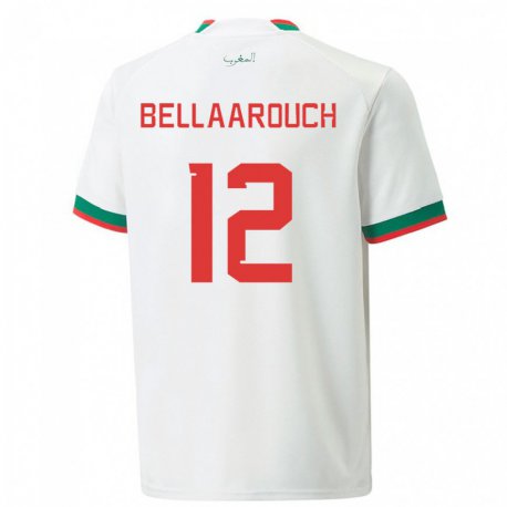 Kandiny Niño Camiseta Marruecos Alaa Bellaarouch #12 Blanco 2ª Equipación 22-24 La Camisa Chile