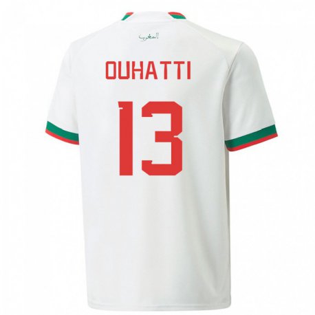 Kandiny Niño Camiseta Marruecos Aymane Ouhatti #13 Blanco 2ª Equipación 22-24 La Camisa Chile