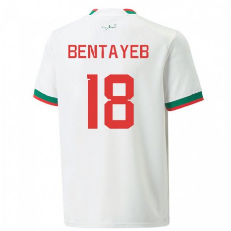 Kandiny Niño Camiseta Marruecos Tawfik Bentayeb #18 Blanco 2ª Equipación 22-24 La Camisa Chile