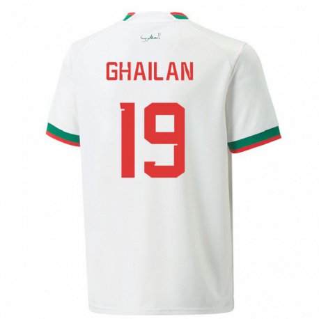 Kandiny Niño Camiseta Marruecos Zacarias Ghailan #19 Blanco 2ª Equipación 22-24 La Camisa Chile