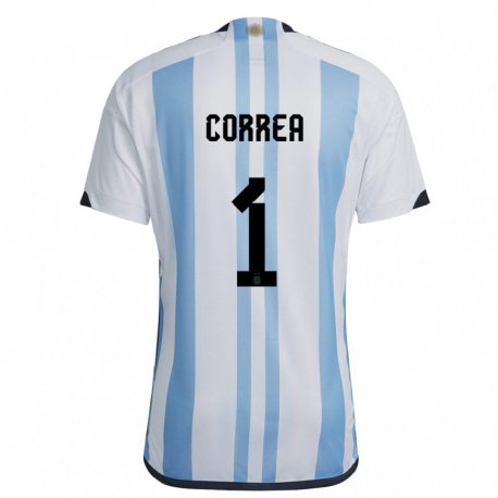 Kandiny Hombre Camiseta Argentina Vanina Correa #1 Blanco Cielo Azul 1ª Equipación 22-24 La Camisa Chile