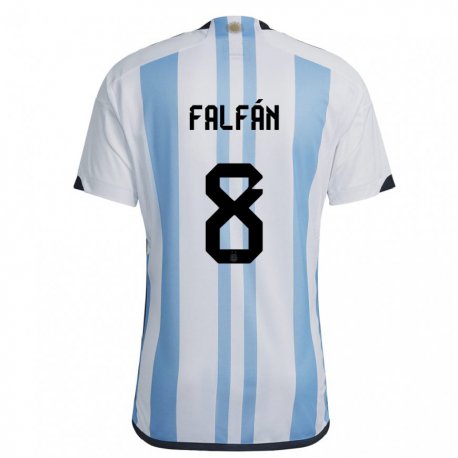 Kandiny Hombre Camiseta Argentina Daiana Falfan #8 Blanco Cielo Azul 1ª Equipación 22-24 La Camisa Chile