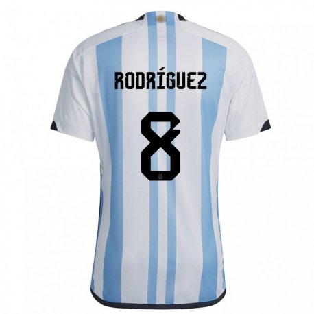 Kandiny Hombre Camiseta Argentina Agustin Rodriguez #8 Blanco Cielo Azul 1ª Equipación 22-24 La Camisa Chile