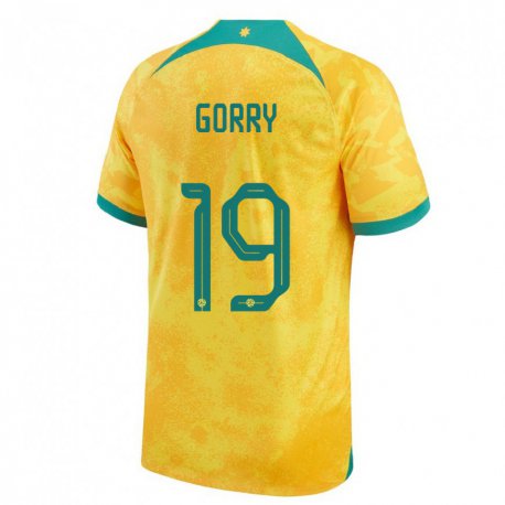Kandiny Hombre Camiseta Australia Katrina Gorry #19 Dorado 1ª Equipación 22-24 La Camisa Chile