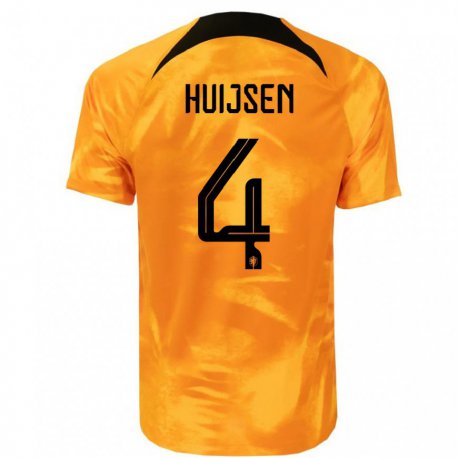 Kandiny Hombre Camiseta Países Bajos Dean Huijsen #4 Naranja Láser 1ª Equipación 22-24 La Camisa Chile