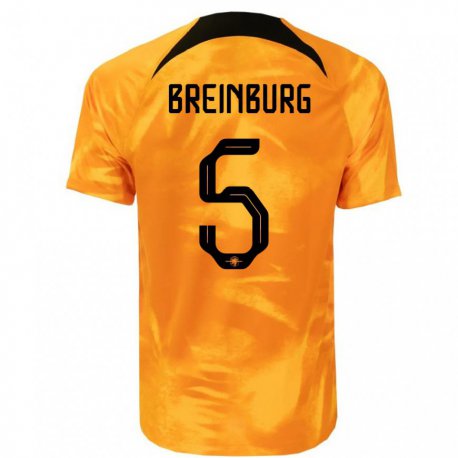Kandiny Hombre Camiseta Países Bajos Rainey Breinburg #5 Naranja Láser 1ª Equipación 22-24 La Camisa Chile