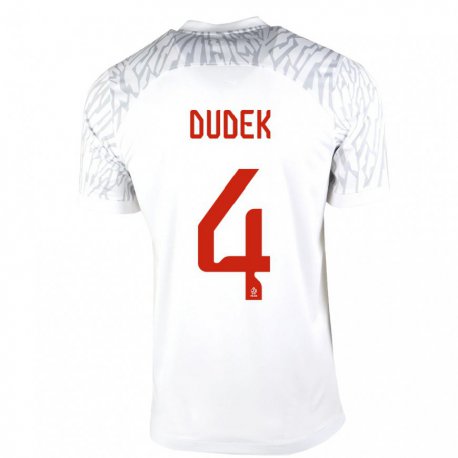 Kandiny Hombre Camiseta Polonia Paulina Dudek #4 Blanco 1ª Equipación 22-24 La Camisa Chile
