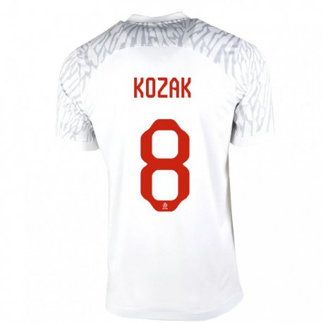 Kandiny Hombre Camiseta Polonia Kinga Kozak #8 Blanco 1ª Equipación 22-24 La Camisa Chile
