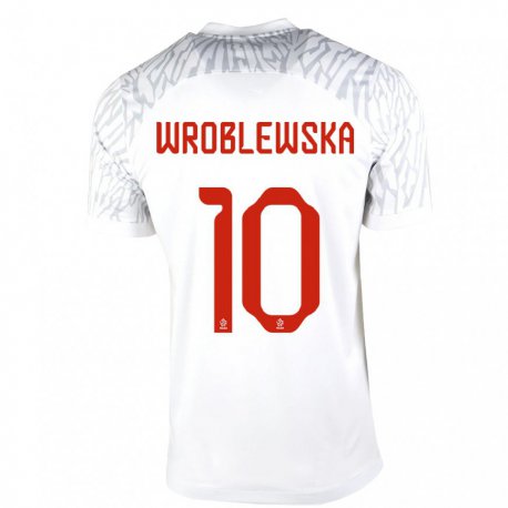 Kandiny Hombre Camiseta Polonia Joanna Wroblewska #10 Blanco 1ª Equipación 22-24 La Camisa Chile