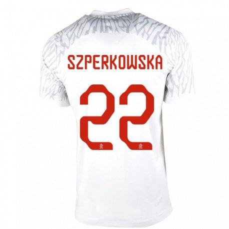 Kandiny Hombre Camiseta Polonia Oliwia Szperkowska #22 Blanco 1ª Equipación 22-24 La Camisa Chile