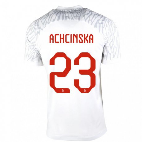 Kandiny Hombre Camiseta Polonia Adriana Achcinska #23 Blanco 1ª Equipación 22-24 La Camisa Chile