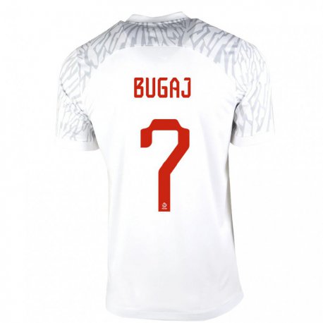 Kandiny Hombre Camiseta Polonia Dawid Bugaj #7 Blanco 1ª Equipación 22-24 La Camisa Chile