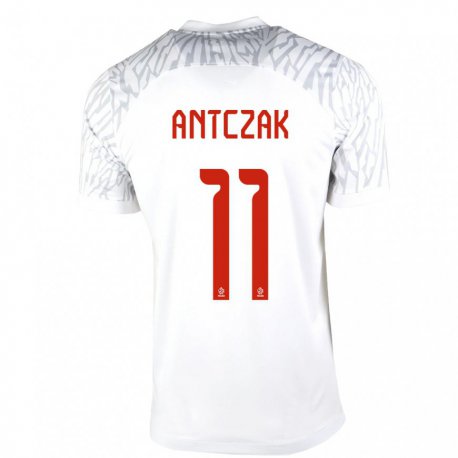 Kandiny Hombre Camiseta Polonia Jakub Antczak #11 Blanco 1ª Equipación 22-24 La Camisa Chile