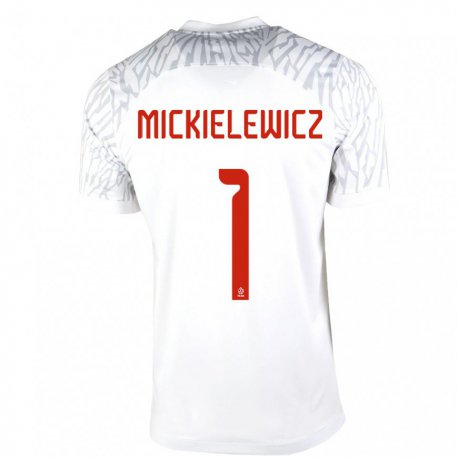 Kandiny Hombre Camiseta Polonia Aleksander Mickielewicz #1 Blanco 1ª Equipación 22-24 La Camisa Chile