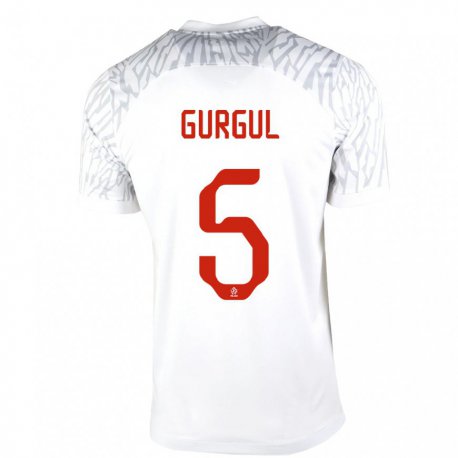 Kandiny Hombre Camiseta Polonia Michal Gurgul #5 Blanco 1ª Equipación 22-24 La Camisa Chile