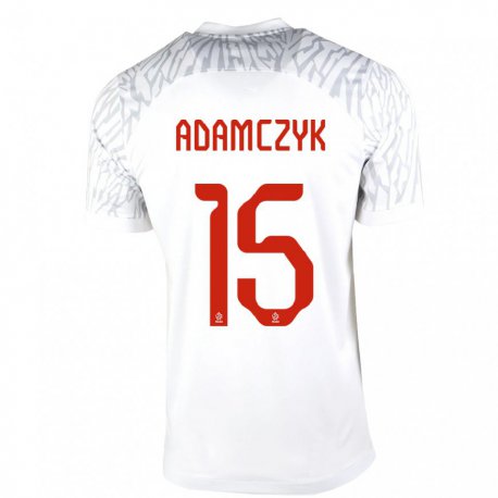 Kandiny Hombre Camiseta Polonia Nico Adamczyk #15 Blanco 1ª Equipación 22-24 La Camisa Chile