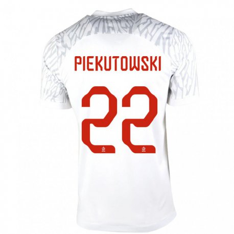 Kandiny Hombre Camiseta Polonia Milosz Piekutowski #22 Blanco 1ª Equipación 22-24 La Camisa Chile