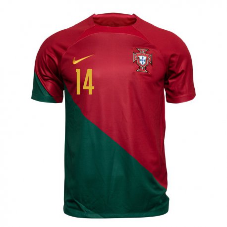 Kandiny Hombre Camiseta Portugal Rodrigo Conceicao #14 Rojo Verde 1ª Equipación 22-24 La Camisa Chile