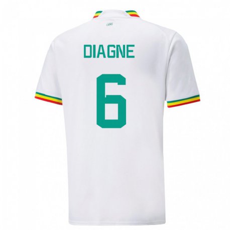 Kandiny Hombre Camiseta Senegal Edmee Diagne #6 Blanco 1ª Equipación 22-24 La Camisa Chile