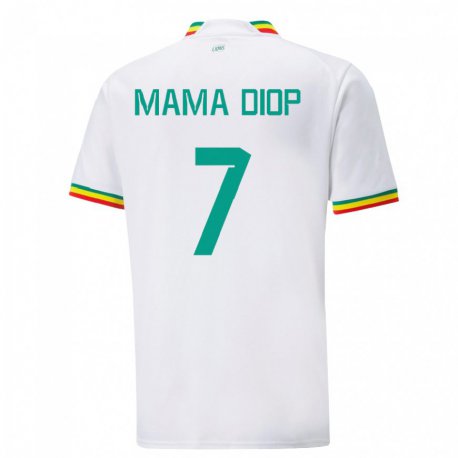 Kandiny Hombre Camiseta Senegal Mama Diop #7 Blanco 1ª Equipación 22-24 La Camisa Chile
