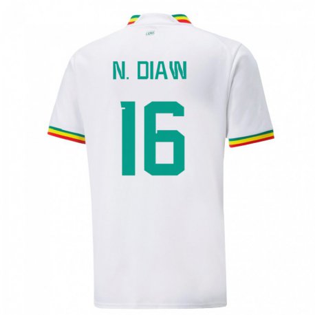 Kandiny Hombre Camiseta Senegal Ndeye Meissa Diaw #16 Blanco 1ª Equipación 22-24 La Camisa Chile