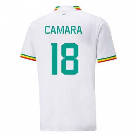 Kandiny Hombre Camiseta Senegal Meta Camara #18 Blanco 1ª Equipación 22-24 La Camisa Chile