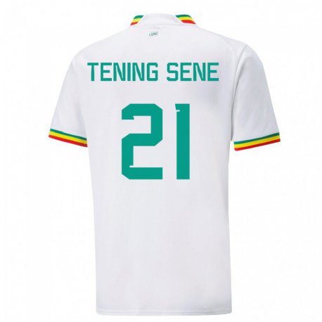 Kandiny Hombre Camiseta Senegal Tening Sene #21 Blanco 1ª Equipación 22-24 La Camisa Chile