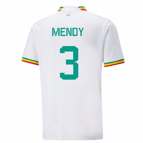Kandiny Hombre Camiseta Senegal Formose Mendy #3 Blanco 1ª Equipación 22-24 La Camisa Chile