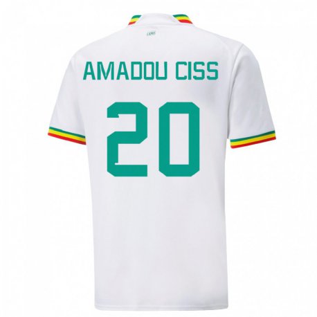 Kandiny Hombre Camiseta Senegal Amadou Ciss #20 Blanco 1ª Equipación 22-24 La Camisa Chile