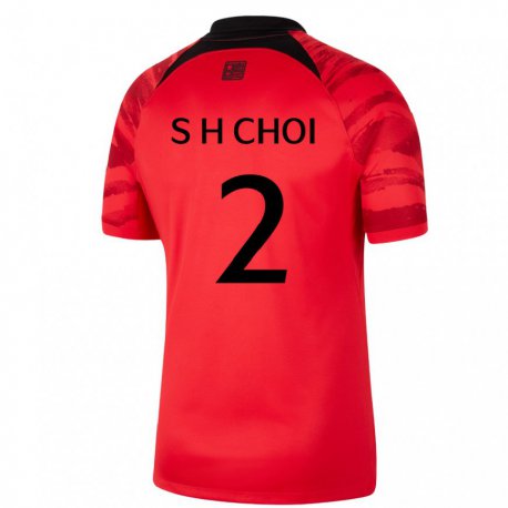 Kandiny Hombre Camiseta Corea Del Sur Choi Seok Hyeon #2 Negro Rojo 1ª Equipación 22-24 La Camisa Chile