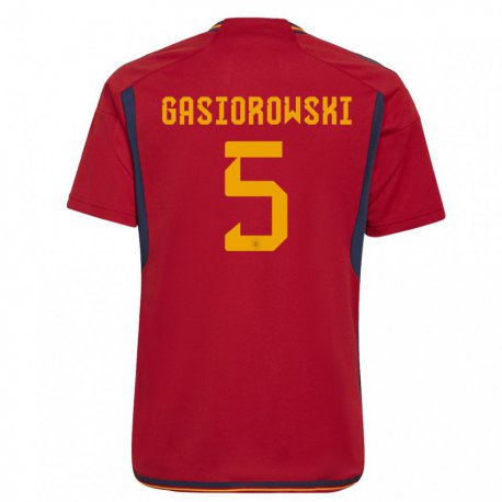 Kandiny Hombre Camiseta España Yarek Gasiorowski #5 Rojo 1ª Equipación 22-24 La Camisa Chile