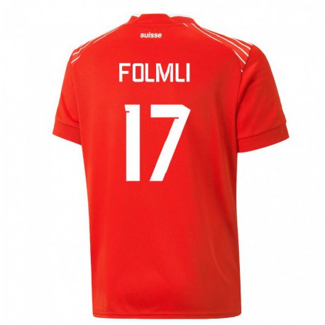 Kandiny Hombre Camiseta Suiza Svenja Folmli #17 Rojo 1ª Equipación 22-24 La Camisa Chile