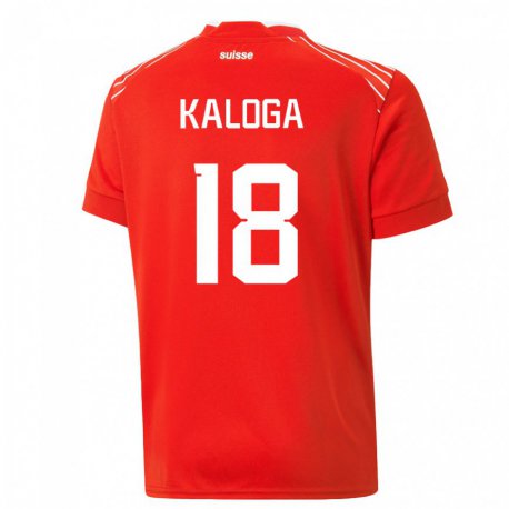 Kandiny Hombre Camiseta Suiza Issa Kaloga #18 Rojo 1ª Equipación 22-24 La Camisa Chile