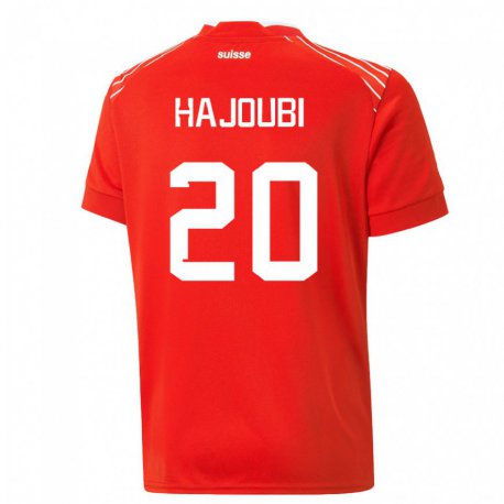 Kandiny Hombre Camiseta Suiza Amin Hajoubi #20 Rojo 1ª Equipación 22-24 La Camisa Chile