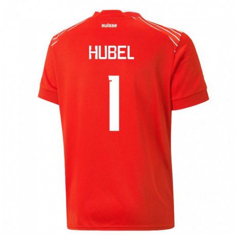 Kandiny Hombre Camiseta Suiza Marvin Hubel #1 Rojo 1ª Equipación 22-24 La Camisa Chile