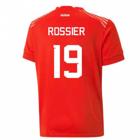 Kandiny Hombre Camiseta Suiza Evan Rossier #19 Rojo 1ª Equipación 22-24 La Camisa Chile